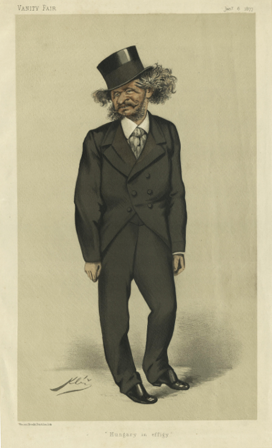 Karel Václav Klíč (1841-1926): Andrássy Gyula karikatúrája, 1877, színes litográfia