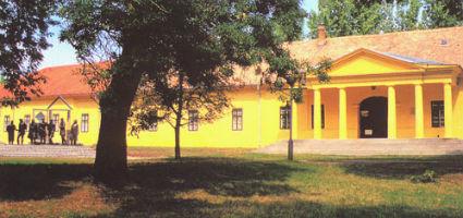 Arany János Muzeum a "Nagy Tanári Kar" emlékművel