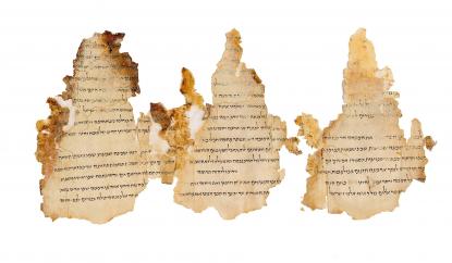 Temple Scroll<br>
Columns 19-21<br>
Qumran, Cave 11<br>
Late 1st century BCE - early 1st century CE<br>
Written in Hebrew; ink on parchment<br>
18 x 40 cm<br>