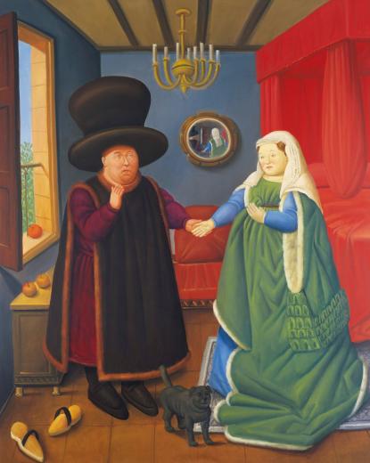 Az Arnolfini házaspár Van Eyck után (2006), olaj, vászon 205X165