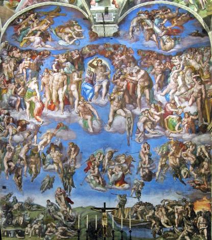 A Sixtus-kápolna oltárfala Michelangelo Az utolsó ítélet című freskója