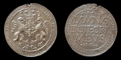 Székely Mózes erdélyi fejedelem tízszeres arany dukátjának ezüstre vitt verete 1603-ból. 