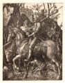Albrecht Dürer: A lovag, a halál és az ördög, 1513. Rézmetszet, 244 × 187 mm