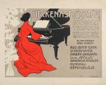 Helbing Ferenc: Heckenast Gusztáv zongoratermei, plakát, 1908 körül, színes litográfia 