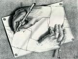M. C. Escher: Rajzoló kezek, 1948.<br>Forrás: www.en.wikipedia.org
