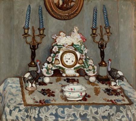 Fényes Adolf (1867-1945), Csendélet porcelánórával, 1910 körül