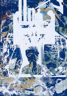 Josef Danner: Kéken túl, 2014, vegyes technika, vászon, 127 × 90 cm