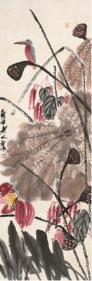 Qi Baishi: Tavirózsa és jégmadár, é. n. (a művész 70 éves kora táján festette)