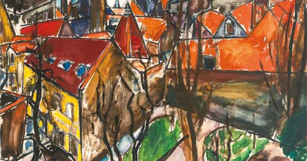 Dénes Valéria: Bruges, 1912-1913. Olaj, vászon; 121x140 cm. Dénes Valéria: Bruges, 1912-1913. Olaj, vászon; 121x140 cm.