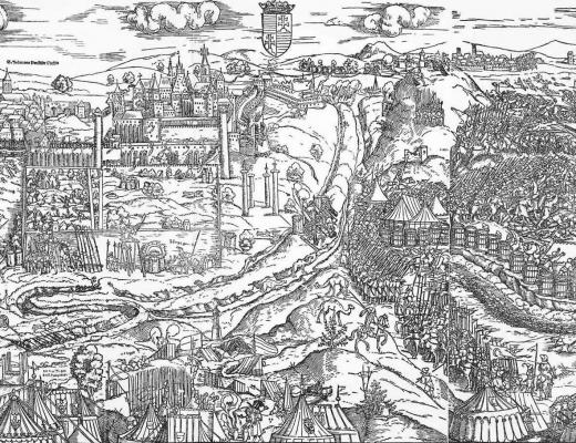 Erhard Schön (1491-1542 körül): Buda ostroma. 1541 (a metszet középső része)