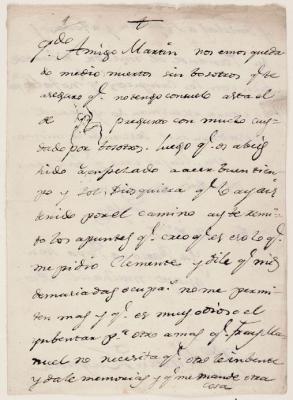 Martín Zapatosnak írt levél, 1777. január 22.