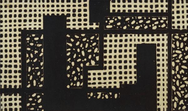 Makarius Sameer: Kompozíció; linóleummetszet, papír; 150 × 252 mm