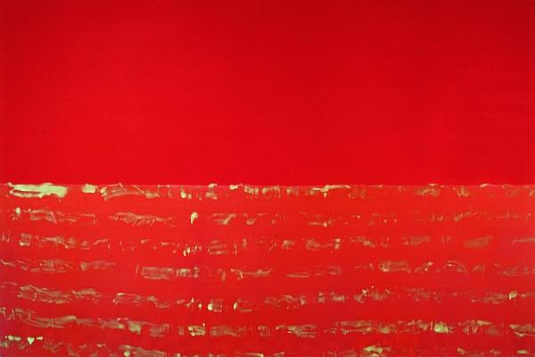 Reigl Judit: Folyamat, 1974, 195 x 300 cm, vegyes technika, vászon