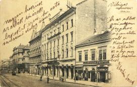 Üllői út a Medikus kávéházzal. (1904, Salgó Sándor fényképészete)