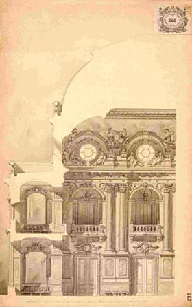 The sketch of the throne hall of the royal palace - Miklós Ybl - 1885