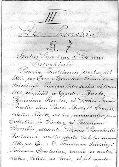 Cannonica visitatio (egyházlátogatási könyv), 1815.