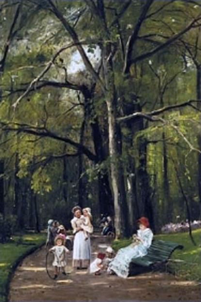 Sétány a Park Monceau-ban, 1882, olaj, fa, 98x76 cm