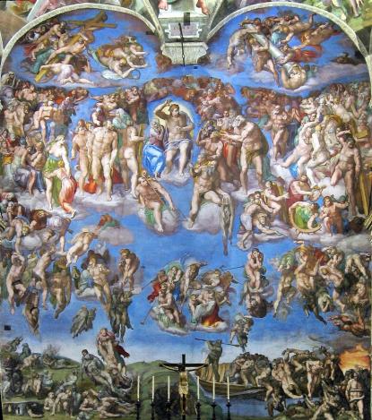 A Sixtus-kápolna oltárfala Michelangelo Az utolsó ítélet című freskója