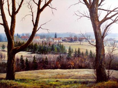 Körtefák között - Őrségi táj koratavasszal  o-farost, 60x80cm