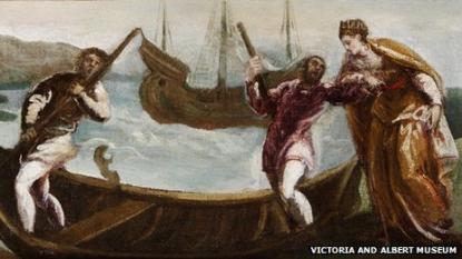 Jacopo Tintoretto: Szent Ilona hajóra száll a Szentföldön)