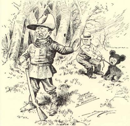 Theodore Roosevelt - Clifford Berryman politikai karikatúrája a Washington Postban, 1902.