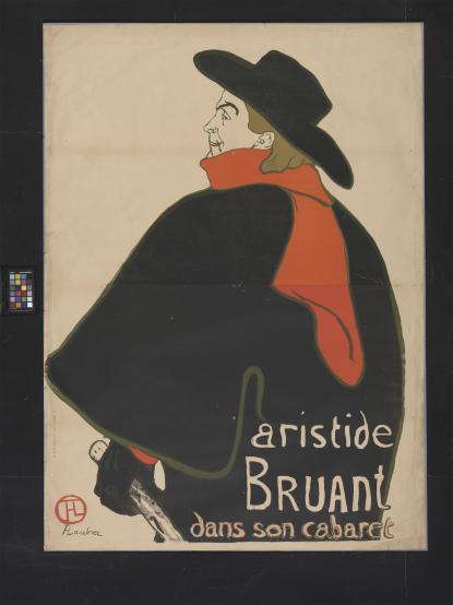 Toulouse-Lautrec: Aristide Bruant a kabaréjában, 1893\r\nlitográfia 1385 mm X 1000mm Toulouse-Lautrec: Aristide Bruant a kabaréjában, 1893\r\nlitográfia 1385 mm X 1000mm