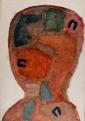 Vincze Balázs: Piros szájú<br> olaj, papír, 50x35cm