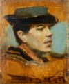Mednyánszky László: Férfi fejtanulmány 1900 körül olaj, fa, 24 x 20 cm