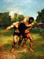 Ornans 1819 - 1877 La-Tour-de-Peilz, Birkózók: (1853), olaj, vászon, 252x198 cm