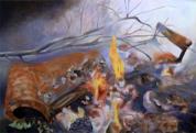 Arrangement, tojástemperea, olaj, vászon 100 x 150 cm, 2008
