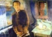 Aurél Bernáth: Self-portrait in front of a window