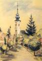The Church of Mezőcsokonya (49x35 cm, pastel)