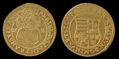 Báthory Gábor erdélyi fejedelem 1610-ben vert ötdenáros garas aranyverete ötszörös dukát súlyban.
