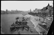 The Pest embankment viewed from Franz Joseph Bridge (now Liberty Bridge) looking towards Elisabeth Bridge, 1905