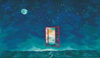 Éjjeli nap, nappali hold, 1998,Gobelin, Gyapjú,selyem,102×165cm