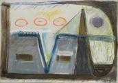 Erdély Miklós: √ - 1, 1985, 70 x 98 cm K. 72,5 x 102 x 4 cm, vegyestechnika, papír / mixed technique on paper