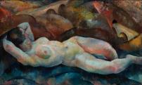Gábor Jenő (1893 – 1968): Akt viadukttal, 1923