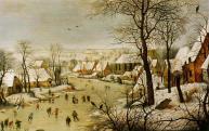Id. Pieter Brueghel: Téli tájkép korcsolyázókkal és madárcsapdával, 1601. Id. Pieter Brueghel: Téli tájkép korcsolyázókkal és madárcsapdával, 1601.
