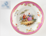 Kézzel festett, miniatűr porcelántányér