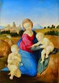 Raffaello Santi: Urbino 1483 - Róma 1520<br>Esterházy Madonna 1508<br>Tempera, olaj, fatábla,  28,5 X 21,5 cm