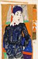 Egon Schiele<br>
Erich Lederer egy győri ablak előtt, 1912<br>Akvarell, gouache, ceruza, papír<br>© Magángyűjtemény, Courtesy Neue Galerie New York