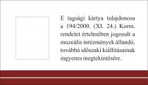 A belépő kártya hátlapja