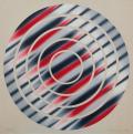 Hencze Tamás: Forgás, 1970, ofszetfesték, karton, kollázs, 70×70 cm