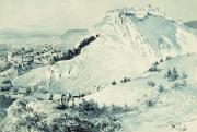 Háry Gyula: Rozsnyó vára, 1900 körül, papír, lavírozott tus; 195 × 290 mm\r\n