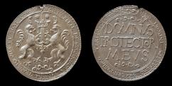 Székely Mózes erdélyi fejedelem tízszeres arany dukátjának ezüstre vitt verete 1603-ból. 