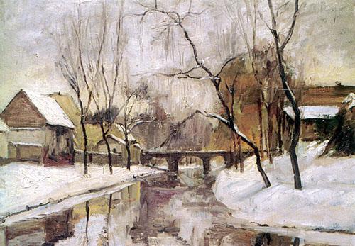 László Benke: Stone Bridge at Wintertime 1982.