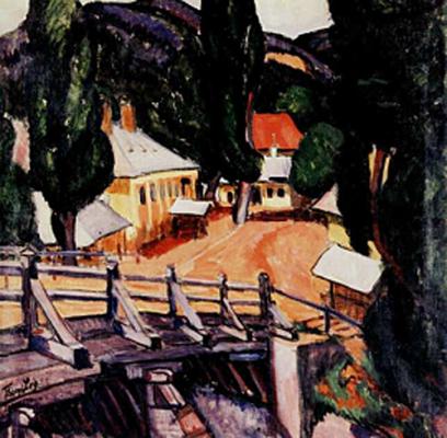 Tihanyi Lajos: Tájkép hiddal (1909)