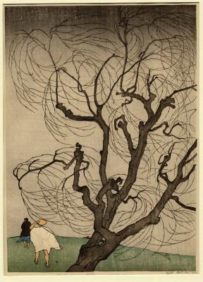 Emil Orlik\r\nSzélvihar, 1901\r\nszínes fametszet, 355x260 mm\r\n