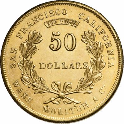 Wass, Molitor & Co., 50 dollár, 1855