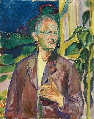 Edvard Munch: Önarckép a ház előtt, 1926.